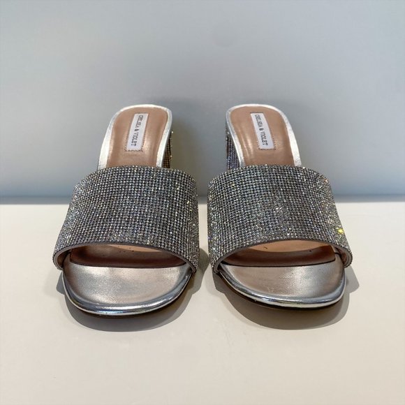 CHELSEA & VIOLET SILVER RHINESTONE HEELS - Picture 6 of 9